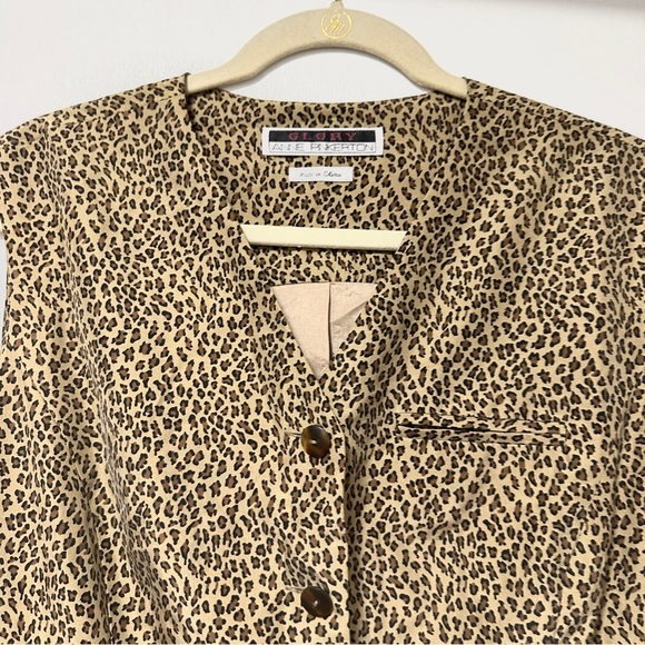 Vintage Glory Anne Pinkerton Cheetah Print Silk Beige Vest Women’s Size Large - Picture 4 of 16